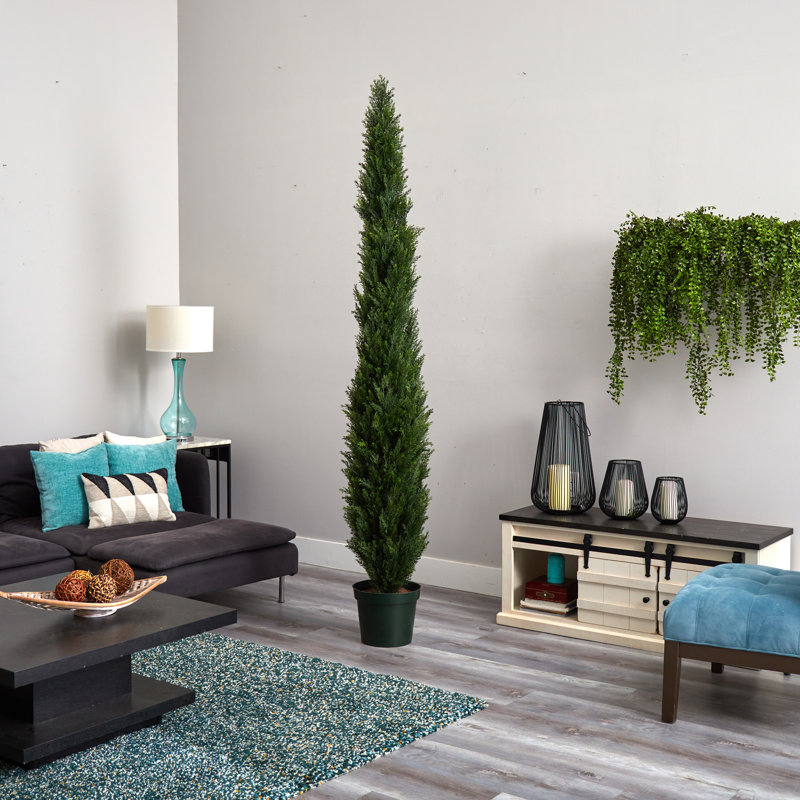 Faux Cedar Tree in Planter, 96" H x 26" W x 26" D