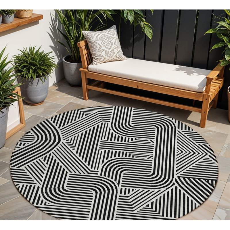 Tapis rond noir 8 po