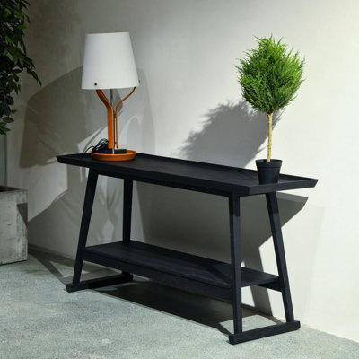 Mid-Century Double Layer Solid Wood Console Table