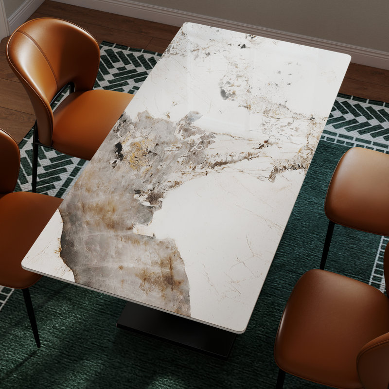 Table de salle à manger Sintered Stone, H 29,53 po x L 63 po x l 31,5 po, Pandora, Gris