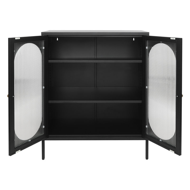 Buffet noir en fer forgé avec armoire de rangement
