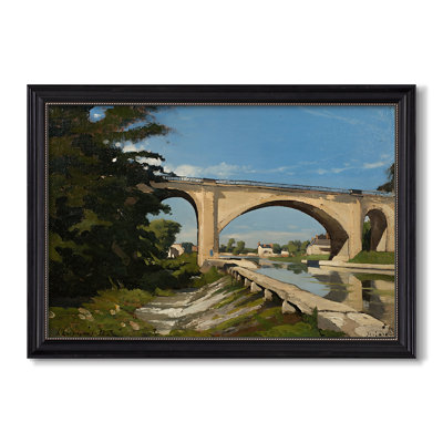 The Railroad Bridge at Briare (Le pont canal a Briare), 1888-Henri Harpignies-Custom Framed Canvas