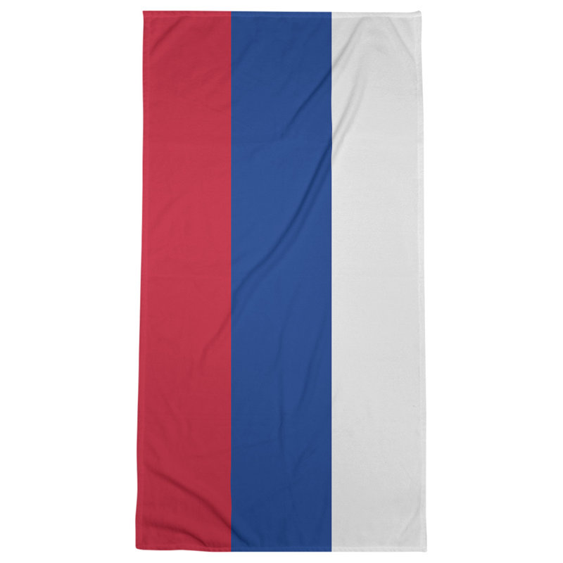 Cotton Blend Beach Towel, Dark Blue/Red/Off White