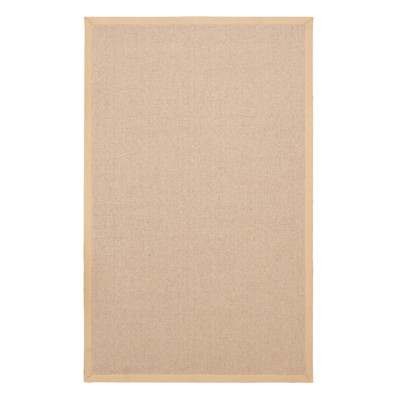 Aahna Handmade Light Beige Berber with Beige Cotton Border Area Rug, 1'10" x 2'10"