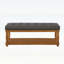 Banc rembourré avec tablette de rangement, repose-pieds capitonné pour entrée de chambre à coucher-131240909