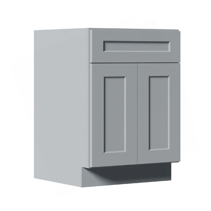 Armoire 24 po gris avec porte à fermeture en douceur, tiroir, unité compacte en bois massif avec tablette réglable pour la cuisine, la salle de bain, la buanderie et le garage (l 24 po x P 24 po x H 34,5 po)