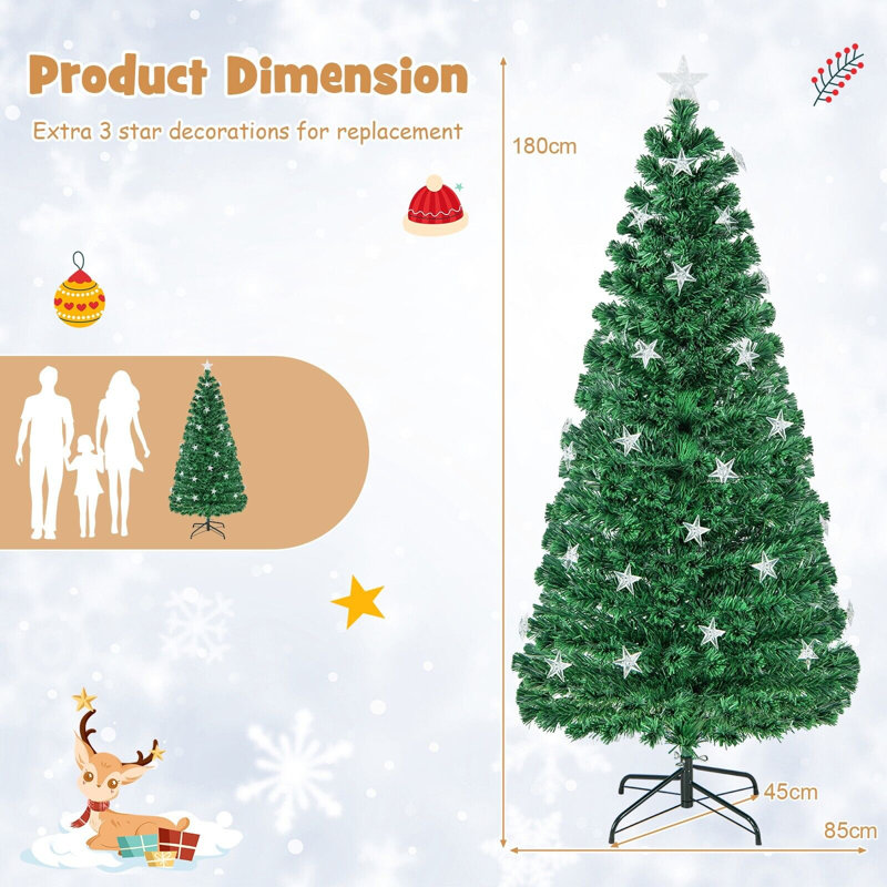 Lighted Artificial Christmas Tree, 5.91ft H