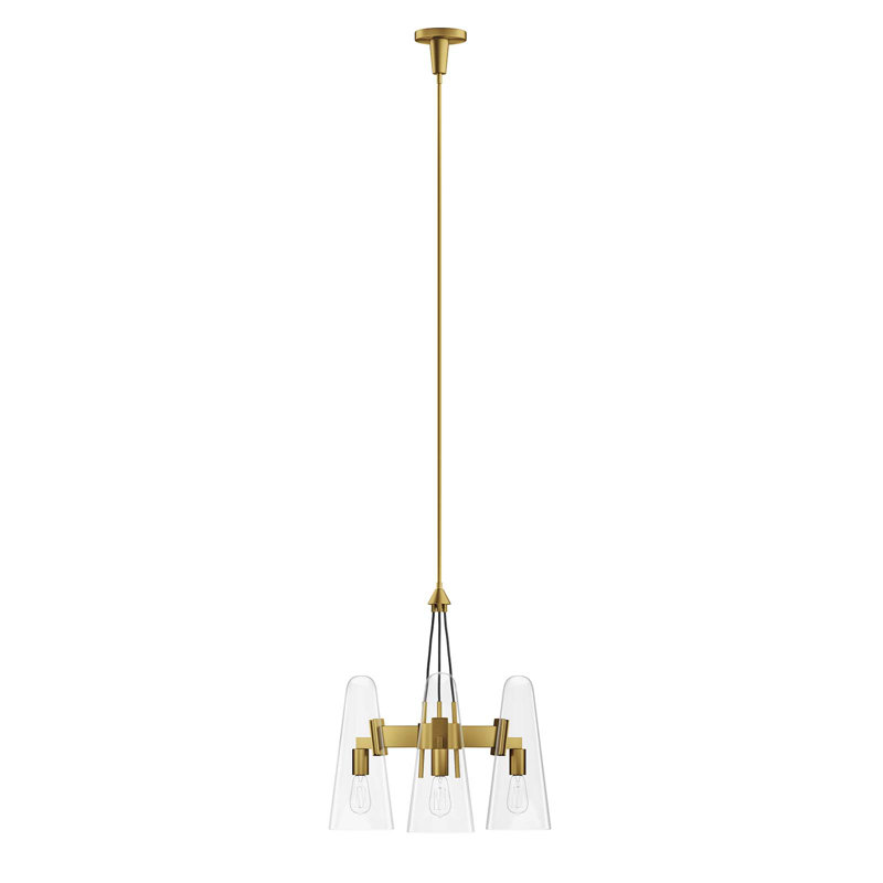 Beacon 21" Clear Satin Brass 3-Light LED Pendant for Indoor/Outdoor