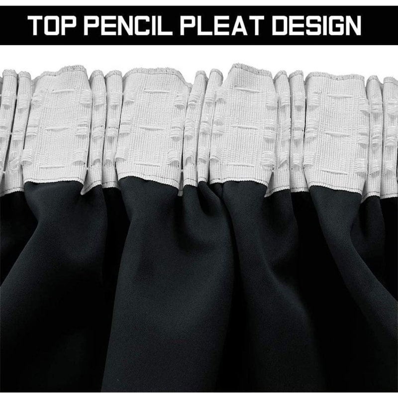 Premium Pencil Pleat Blackout Curtains 100% Light Blocking Thermal Window Drapes, Black, 117cm Width x 137cm Drop