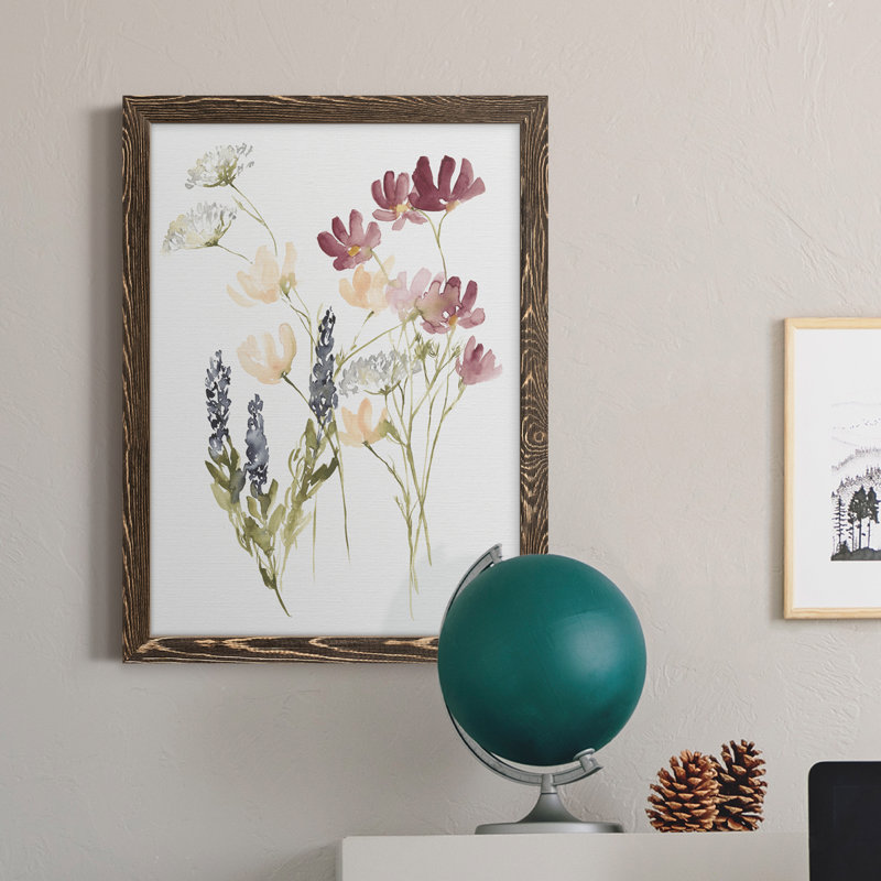 Toile encadrée de qualité supérieure Lobelia Garden I - prête à être accrochée, H 24 po x l 20 po x P 1 po, Noyer