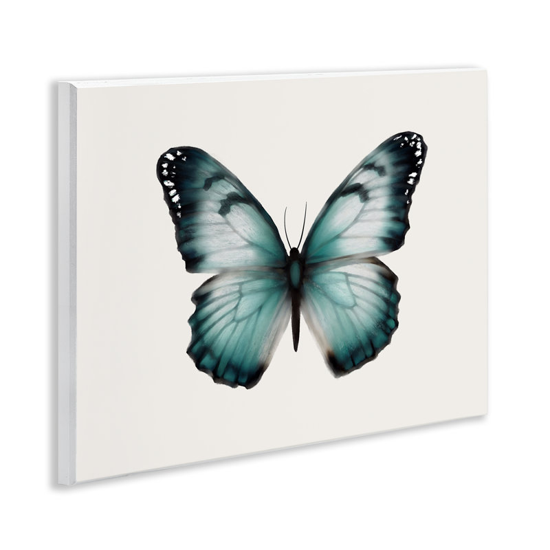 Art mural papillon bleu sarcelle symétrique par Elizabeth Medley