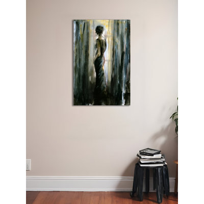 La figure d'une femme regardant par la fenêtre par Cliff Warner - impression sur toile tendue