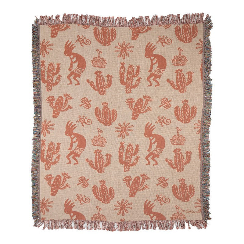 Jeté tissé manuel 60 po x 50 po Kokopelli