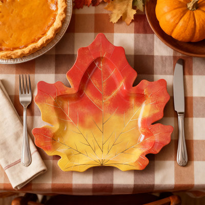 Maple Leaf Disposable Paper Plates Thanksgiving Tableware Harvests Festival Party Decorations 25 Pieces Per Pack Suitable For Thanksgiving Tableware