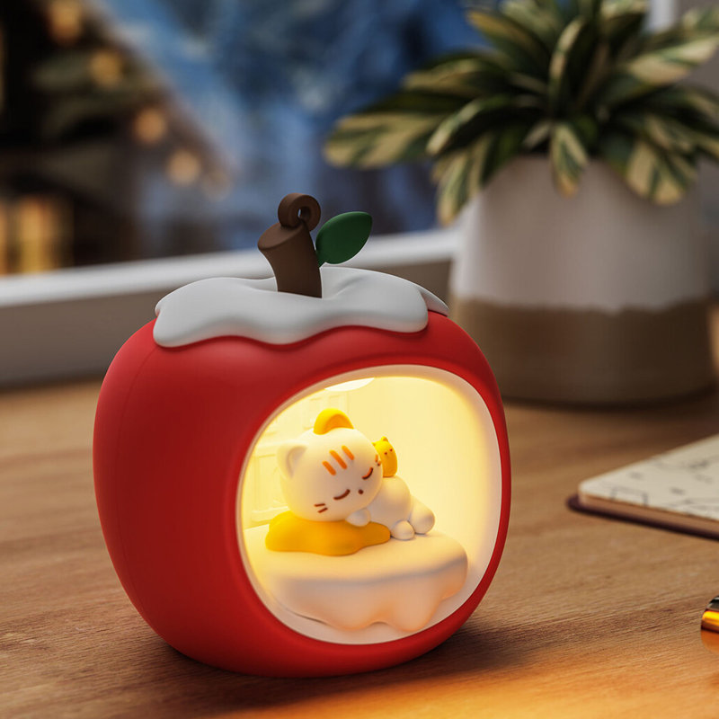 Veilleuse à DEL pomme et chat