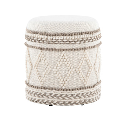 18 - Inch Beige Handwoven Wool Storage With And Knoted Craft, Removable Lid, Multi Purpose Utility, 14.25" Interior Length, 250 Lbs Load, Indoor Use Only, No Assembly Required 18" For Purposes,