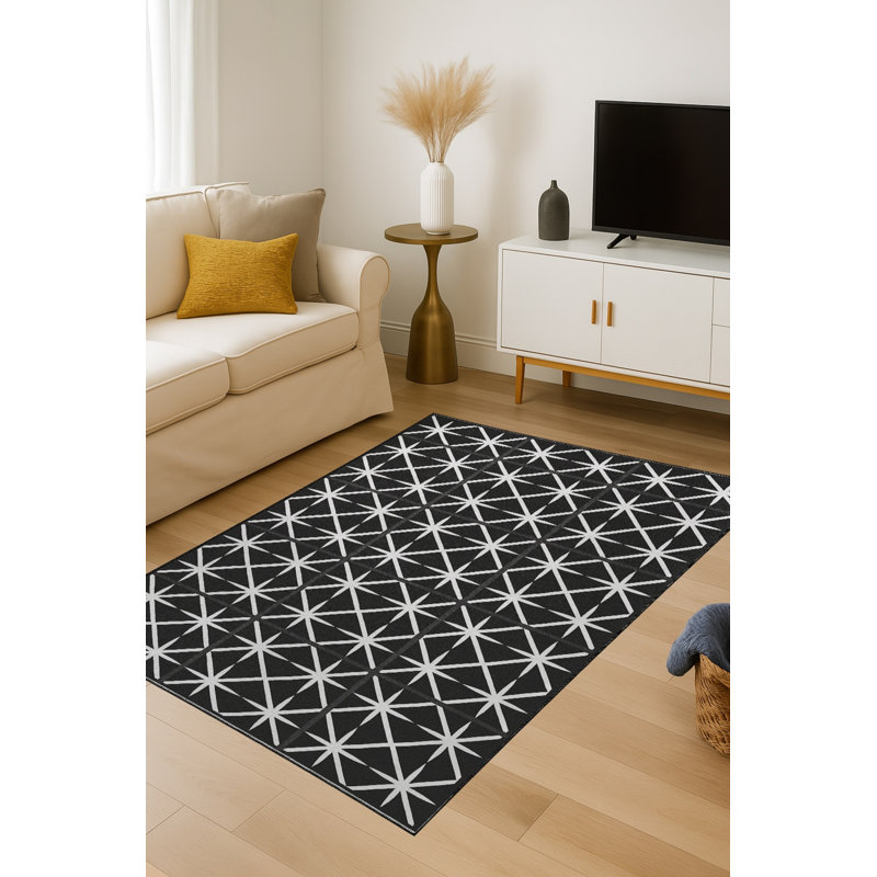 Tapis mauve à motif tissé lavable Mosso, 4'11" x 9'10"