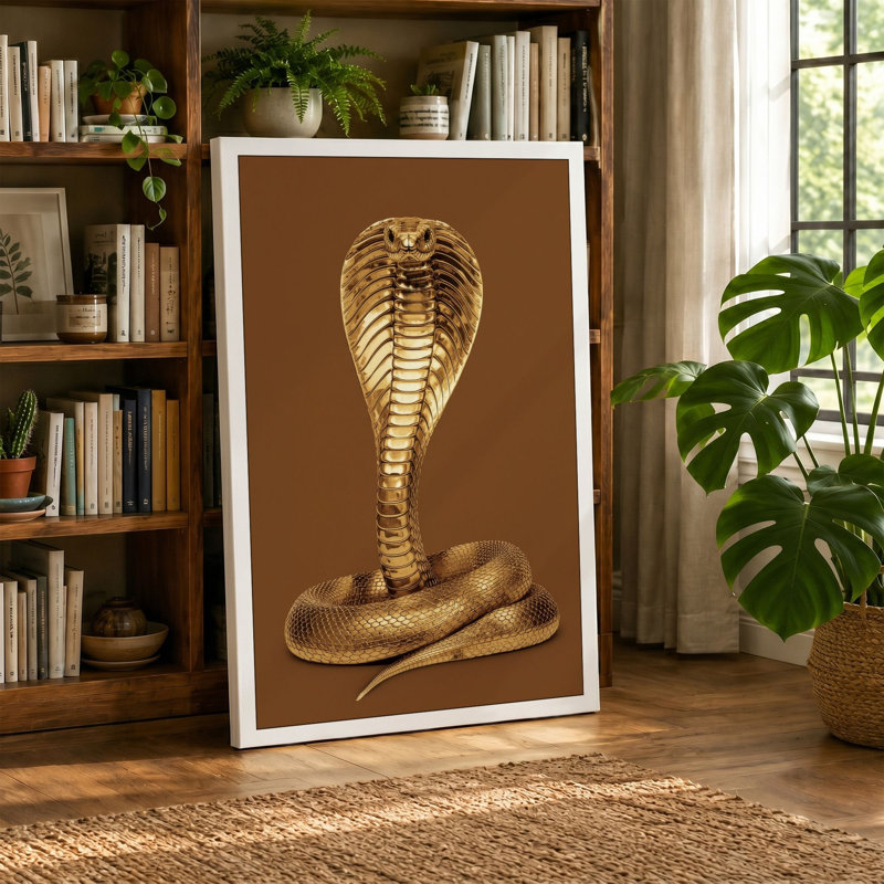 Golden Cobra Modern - Wrapped Canvas, 18x12 - 45.7 x 30.5 cm, Black Border