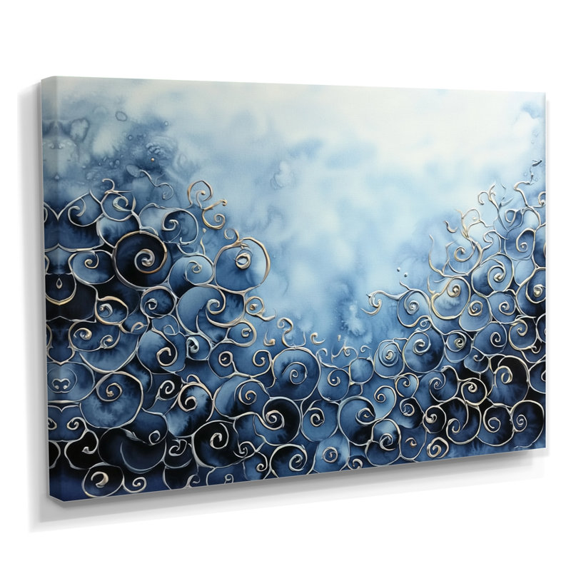 Abstrait océanique en spirale profondeur II, H 12 po x l 20 po, Toile tendue, Ne s’applique pas