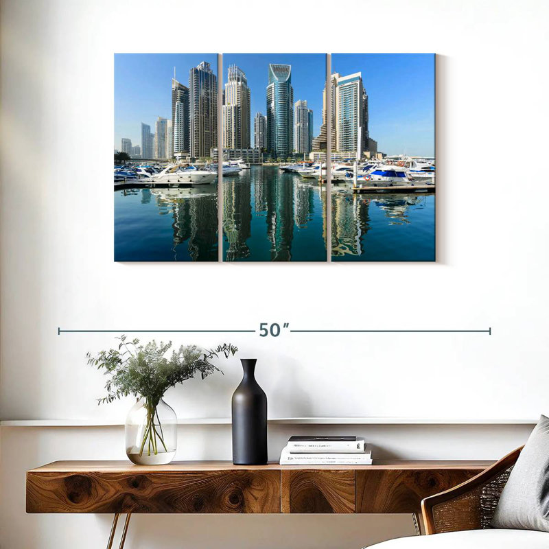 Boats At Dubai Marina, 24" H x 38" W