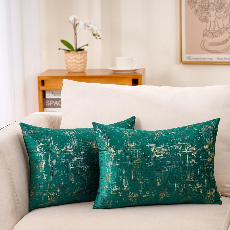 WARISI - Abstract Patterened Velvet Cushion Pillow Cover | Throw Cushion Covers | 2 Pieces | Rectangular, Polyester/Polyfill