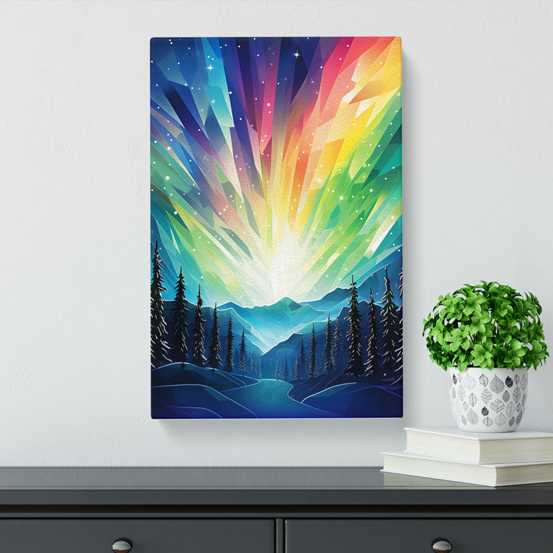 Northern Lights Geometric - Wrapped Canvas, 76cm H x 50cm W x 3cm D