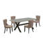 L'ensemble de mobilier de salle à manger 5 pièces comprend une table de salle à manger rectangulaire avec pieds en X et 4 chaises Parsons en tissu bleu, noir brossé-1067383238