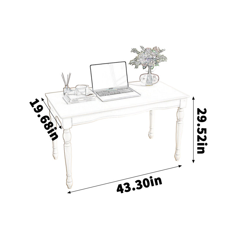 Bureau d'étude en pin blanc, H 29,52 po x l 43,3 po x P 19,68 po