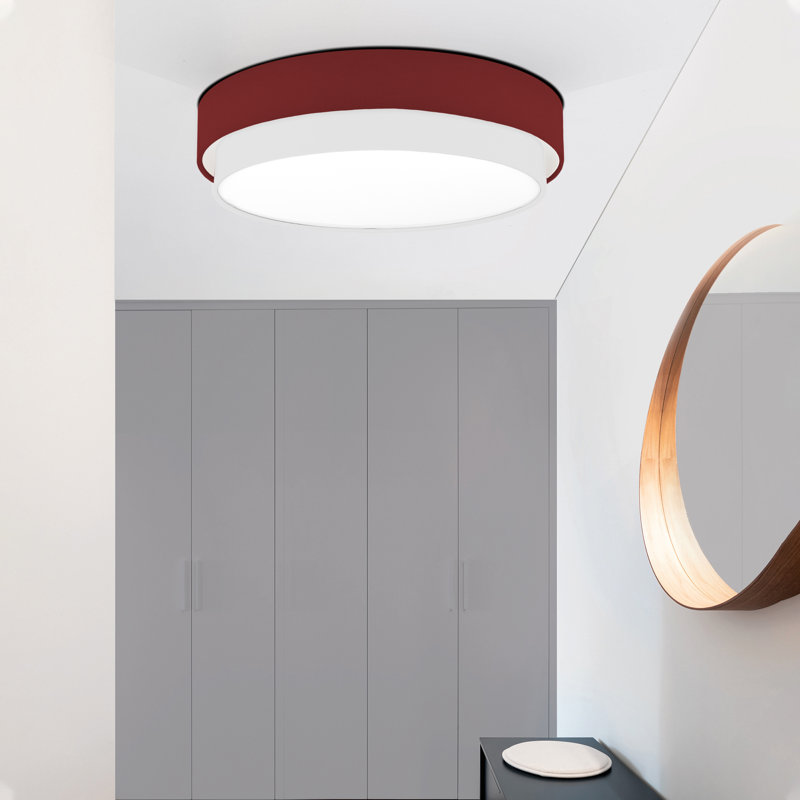 Avory Fabric Flush Mount, Dark Red / White