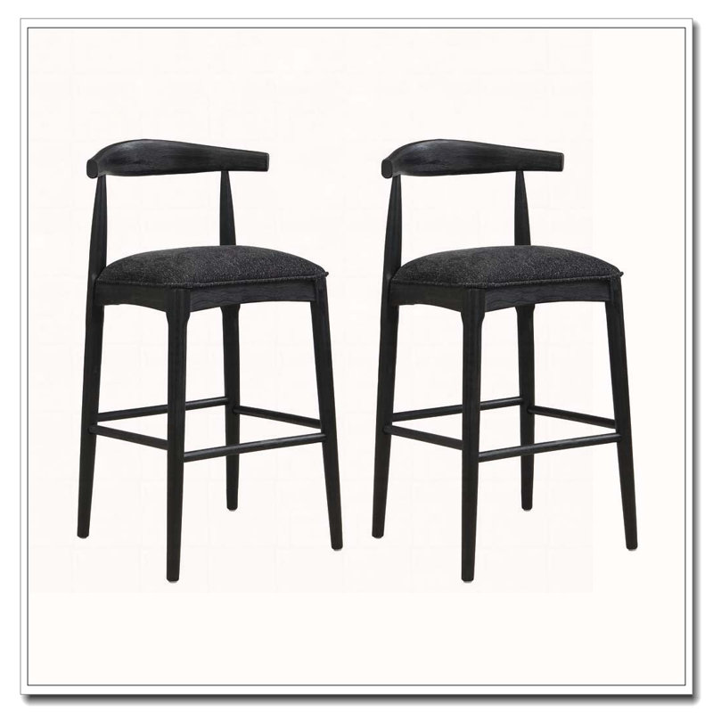 Tabouret de bar en bois, Siège noir / structure noire, Tabouret de bar (hauteur du siège de 30,5 po)