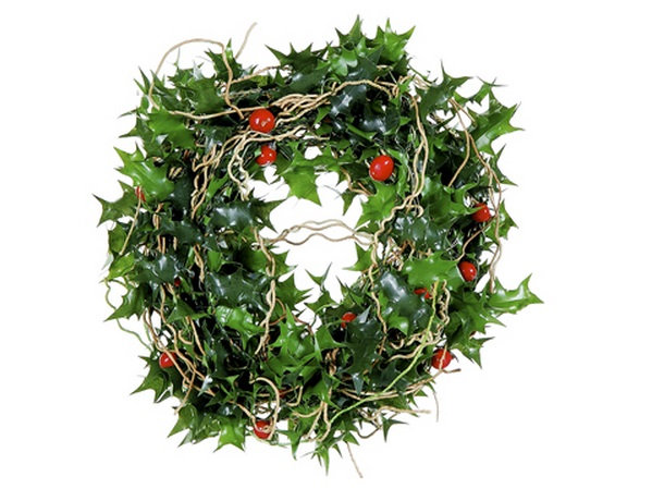 Mini couronne de Noël artificielle 5 po avec baies de houx