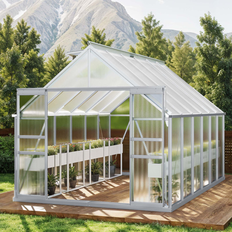 Serre en polycarbonate Balconera, 145 po, Argent argent