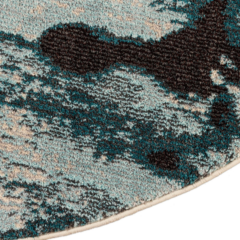 Eddins Washable Abstract Indoor Rug, Round 6'1"