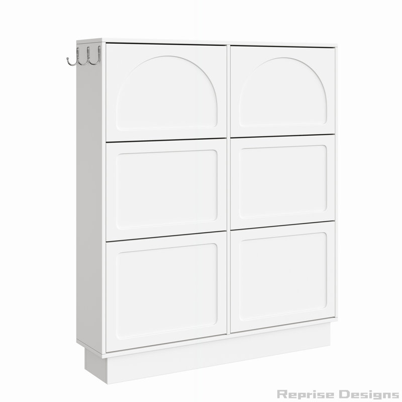 Armoire à chaussures étroite avec 6 tiroirs rabattables, pour ranger 12 à 24 paires de chaussures, Blanc