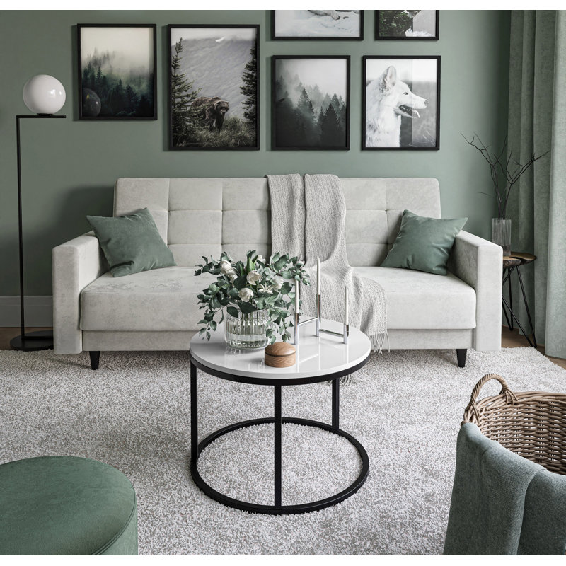 Darianna Frame Coffee Table, 42cm H x 60cm L x 60cm W, Black/White