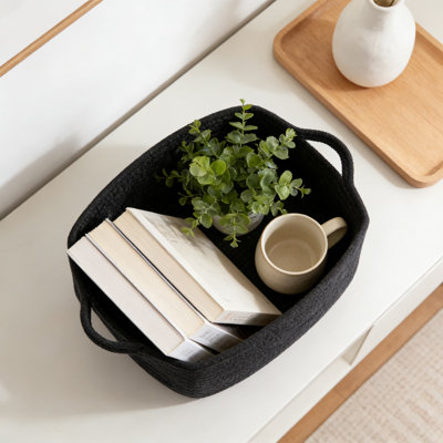 Grand panier de rangement tissé pour couvertures, jouets et buanderie, bac de rangement polyvalent avec poignées pour le salon, la chambre à coucher ou la chambre de bébé