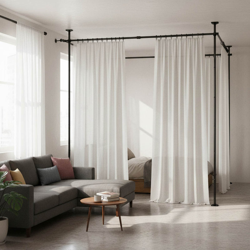 71cm W x 122cm H Metal Single Panel Room Divider, Black