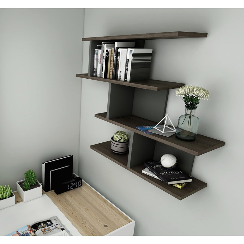4 Piece Accent Shelf, Anthracite/Walnut