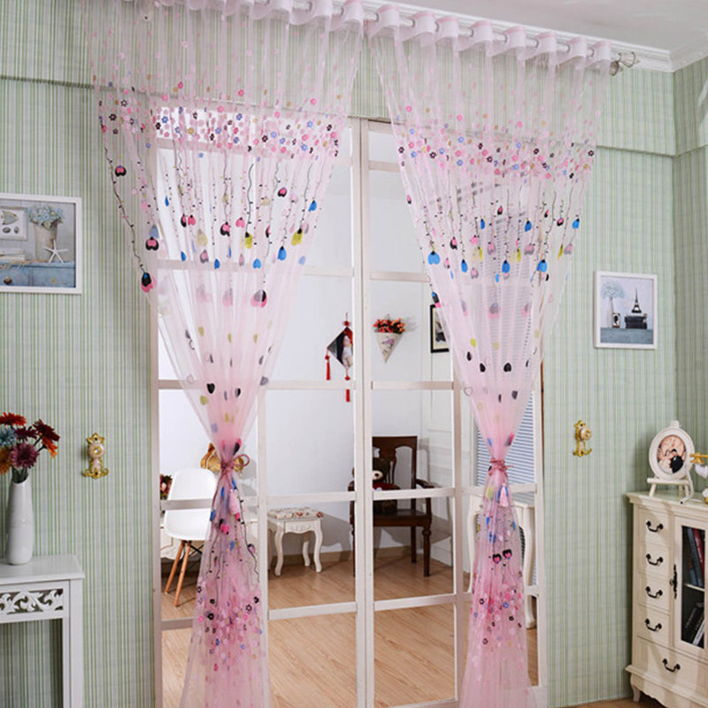 Flower Window Screens Door Balcony Curtain Panel Sheer