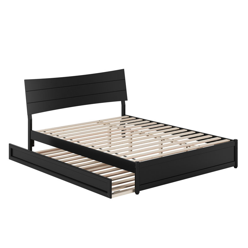 Harlowe Wood Platform Bed with Trundle, Queen, Black