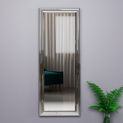 Elegant Silver Framed Pier Mirror, 15.7 x 41.3 x 1.2 inches | 100% MDF Construction, Ecological Flotal-E Mirror | Wall-Mountable for Modern Home Décor | Perfect for Entryways & Living Spaces, Stylish & Functional Design