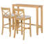 Ensemble de salle à manger à hauteur de bar pour petits espaces, table rectangulaire en bois massif 3 pièces 48 pouces avec deux chaises, coussins beige chaud