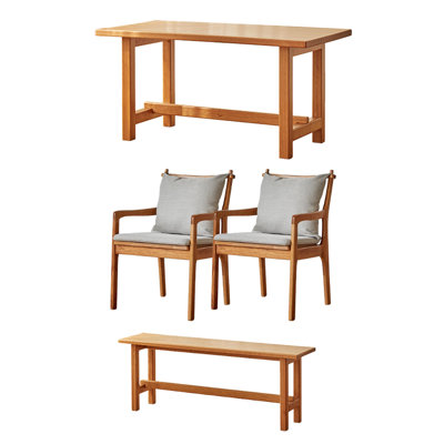 Table de salle à manger simple et durable en bois de cerisier épais