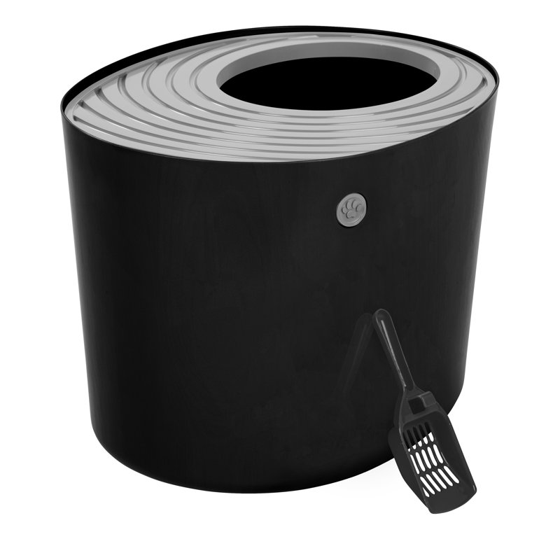 Litière en plastique avec pelle IRIS, H 14,63 po x l 16,13 po x P 20,75 po, Noir