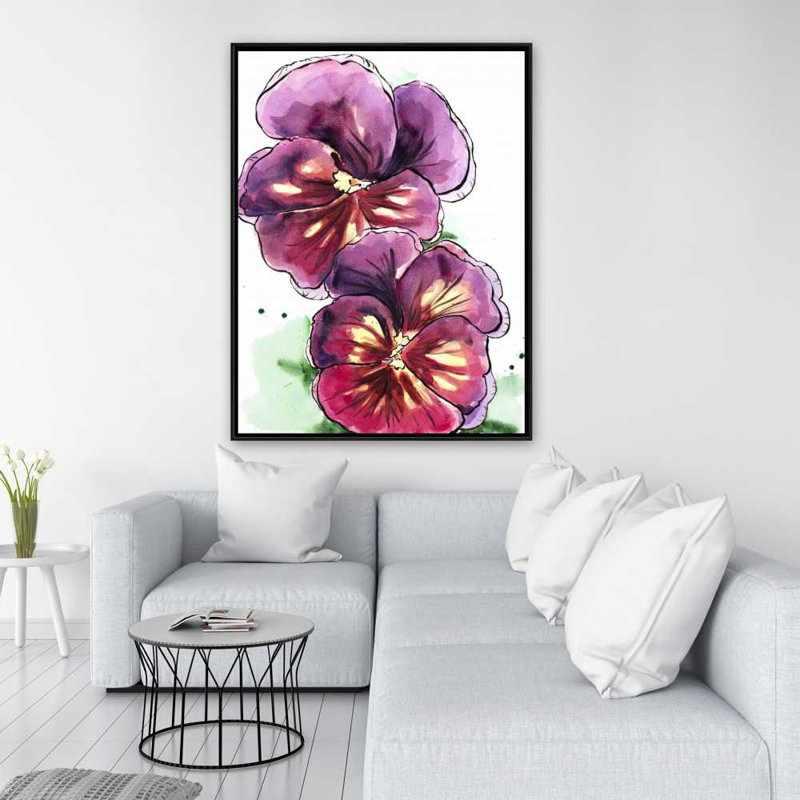 Deux orchidées en fleurs avec des pétales ondulés | Décoration bohème sur toile, H 49,25 po x l 37,25 po