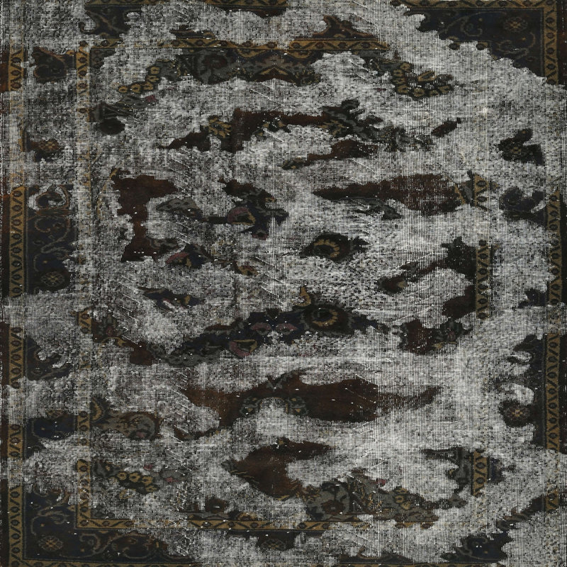 Tapis contemporain gris / noir, Carré 4 pi