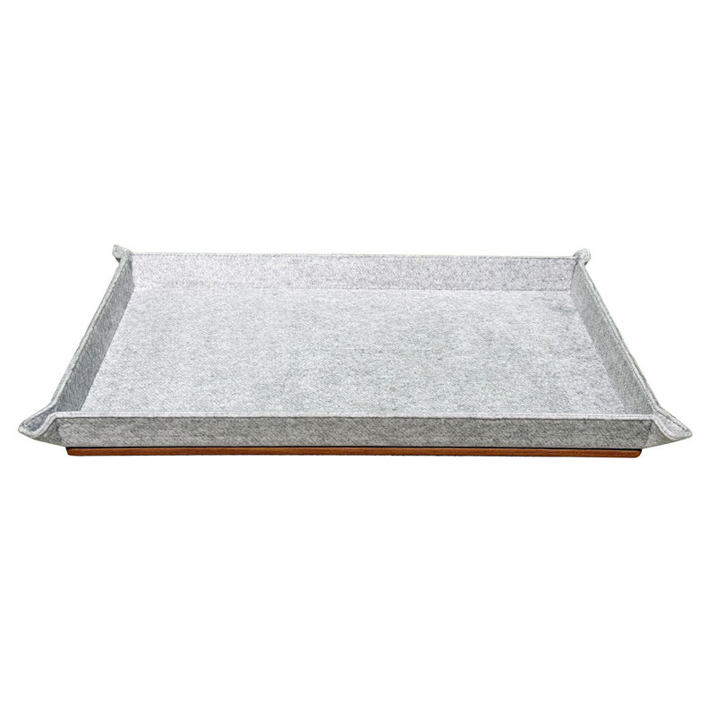 Leather Clutter & Wardrobe Jewelry Display Tray, Gray