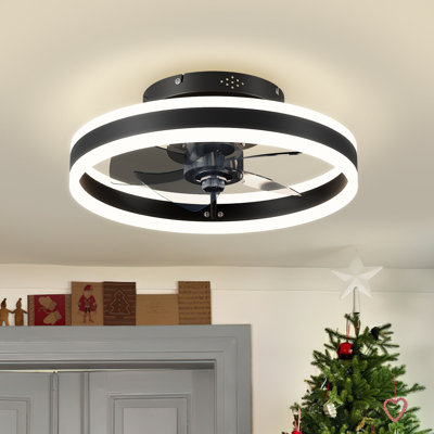15.75" Low Profile Modern Style LED Ceiling Fan Light, APP+Remote Control, 6-Speed Fan, All Seasons