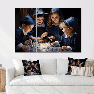 «Judaism Family Dreidel Drama II» - ensemble d'art mural sur toile