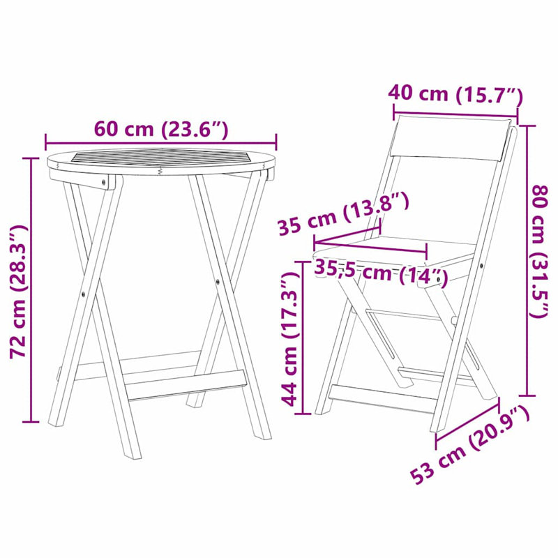 2 - Person Wood Patio Dining Set with, Beige